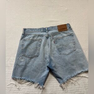 Levi's  Premium Light Blue Frayed Denim Shorts